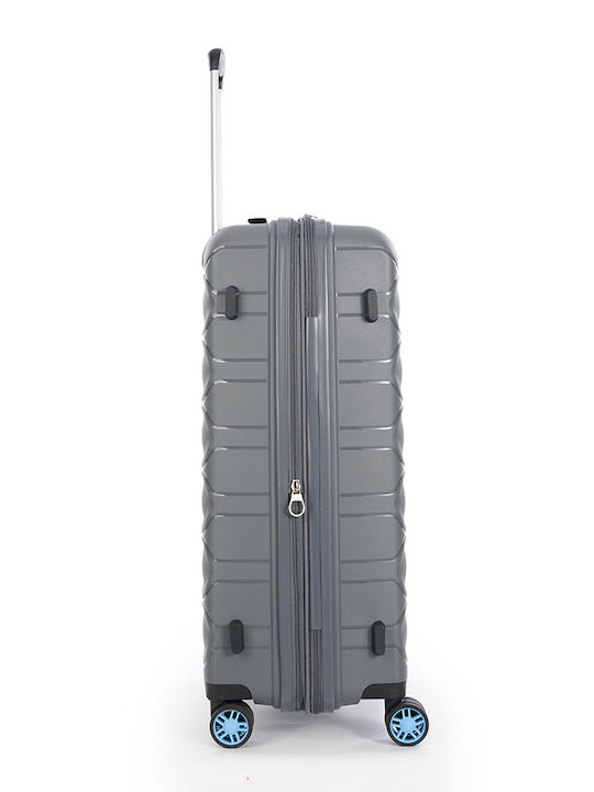 Dielle Medium Travel Suitcase Hard Charcoal with 4 Wheels Height 67cm