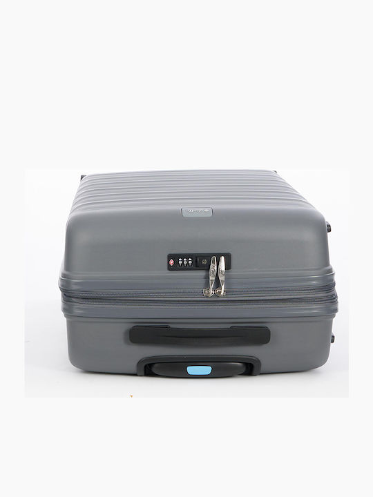 Dielle Medium Travel Suitcase Hard Charcoal with 4 Wheels Height 67cm