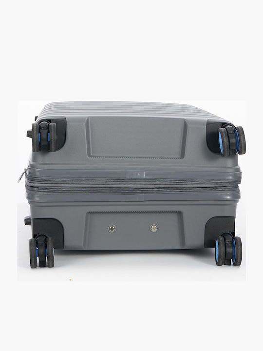 Dielle Medium Travel Suitcase Hard Charcoal with 4 Wheels Height 67cm
