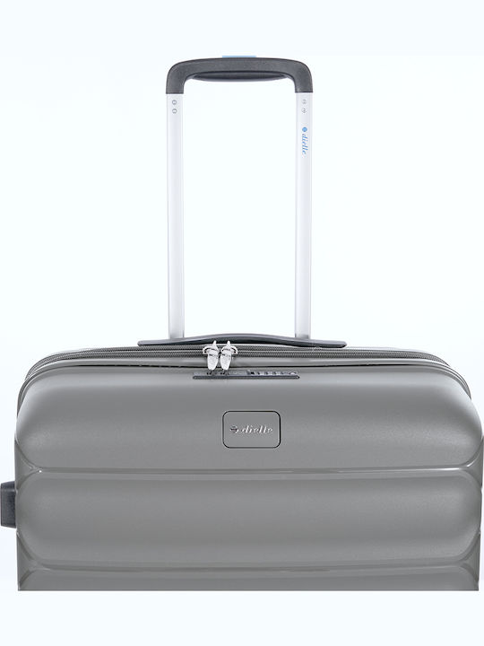 Dielle Medium Travel Suitcase Hard Charcoal with 4 Wheels Height 67cm