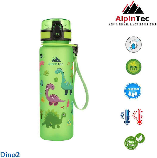 AlpinPro Kids Water Bottle Dinosaur Silicone with Straw Kids 500ml