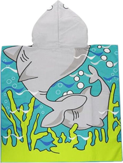 Grey Blue Shark Kid's Poncho Hood Queen Mother