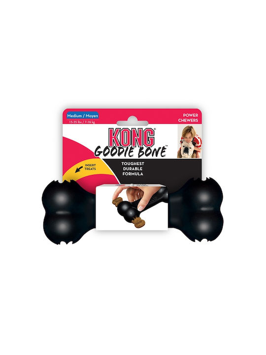 Kong Goodie Dog Bone Chewing Toy Rubber Medium 17.8cm Black 1pc