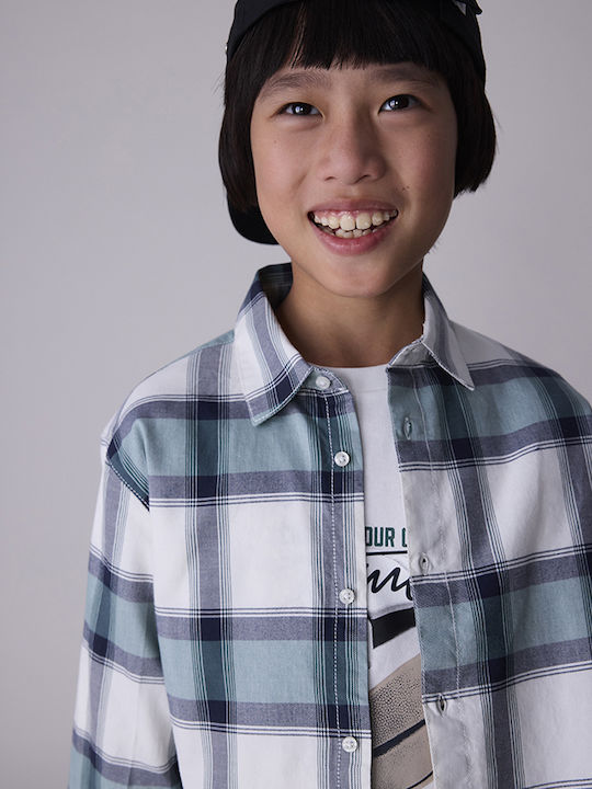 Kids Checked Shirt Long Sleeve Green