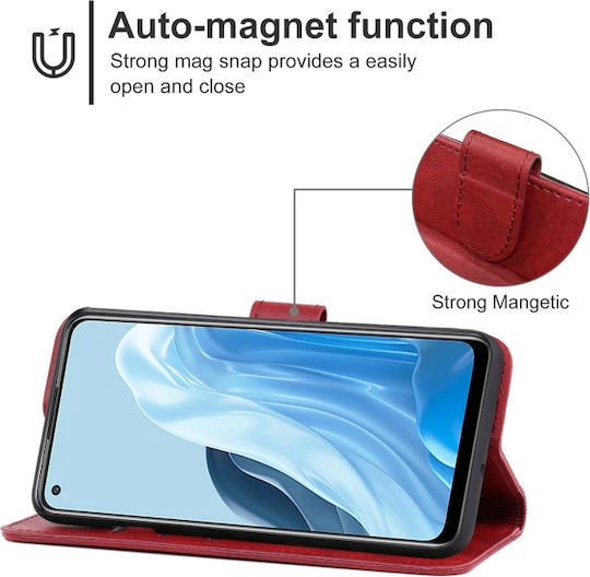 5G Wallet Piele artificială Roșu (Oppo Find X5 Lite)