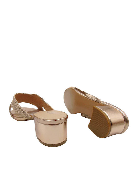 Mules with Heel in Gold Color