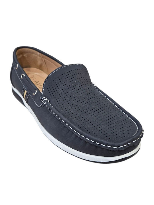 Men's Leather Moccasins Blue