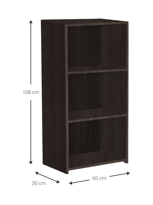 Bookcase Eliot 3s Wenge 60x30x108cm