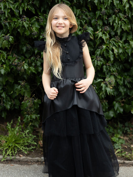 Kids Carnival Costume Witch's Black Gothic Dress