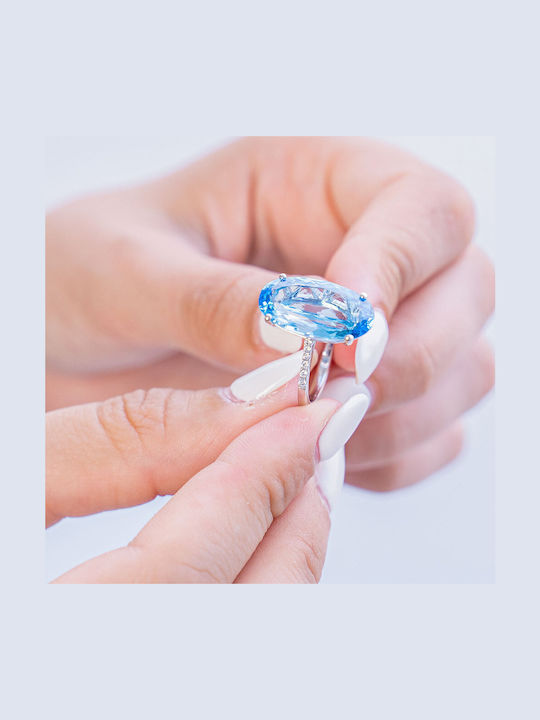 Diamond Group Ring with Diamond made of White gold 18K