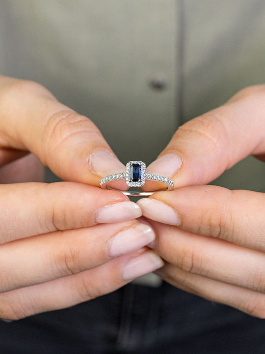 Diamond Group Μονόπετρο από Λευκόχρυσο 18Κ με Διαμάντι