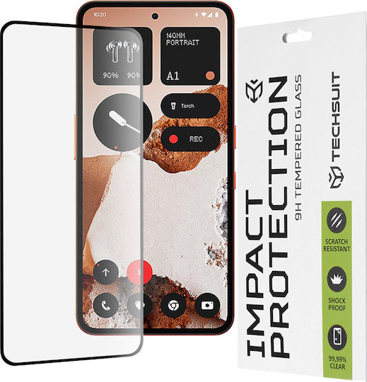 Techsuit Vollflächig gehärtetes Glas Schwarz (Nichts CMF Phone 2 Pro / Phone (3a) Lite)