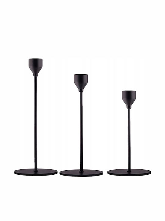 Verk Group Set of Candle Holders Metal in Black Color 3pcs