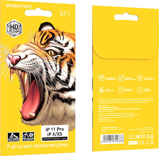 Borofone Full Face Tempered Glass Μαύρο (iPhone 11 Pro / X / XS)