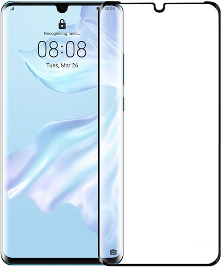 6d Пълно лепило Закалено стъкло за цялото лице Черен (Huawei P30 Pro)