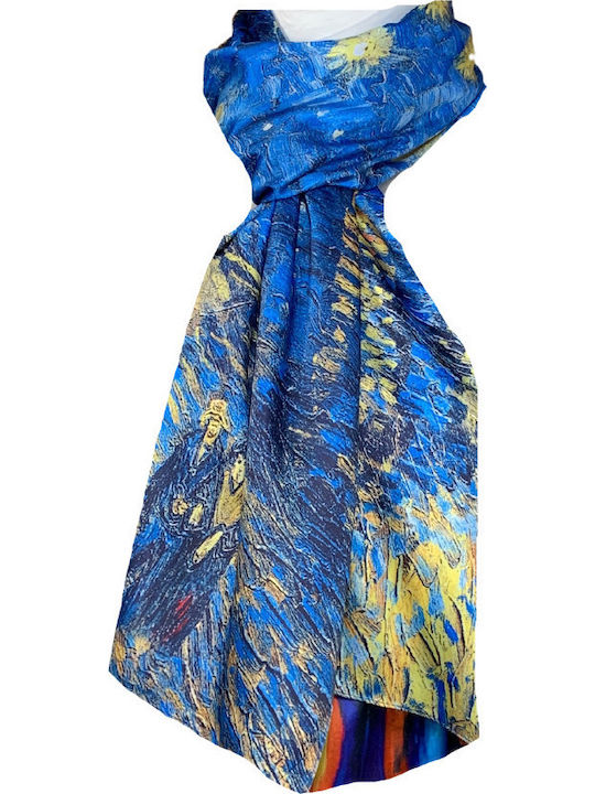 Damen Seiden Schal Blau