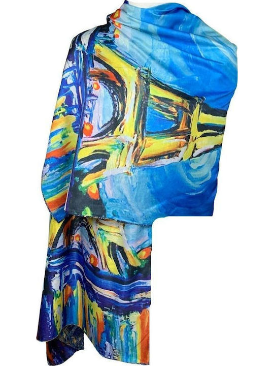 Damen Seiden Schal Blau