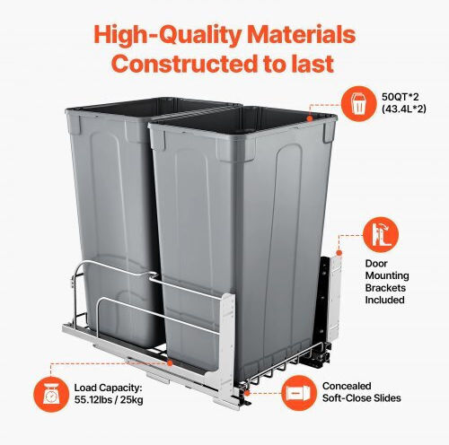 Vevor Plastic Waste Bin Gray