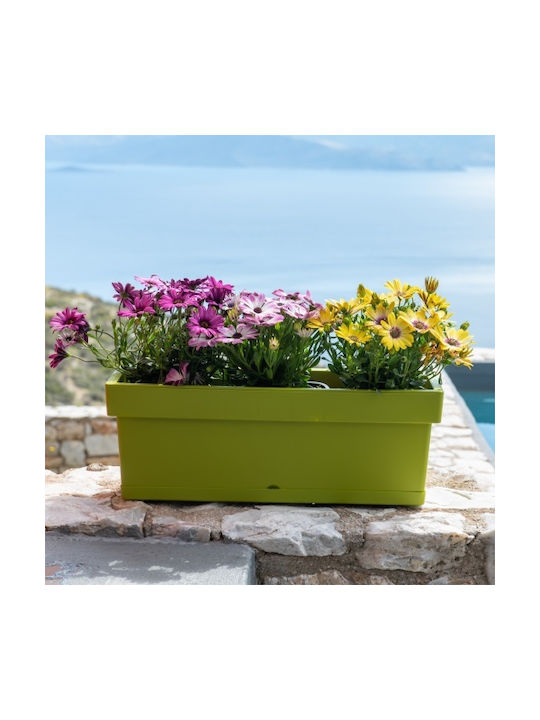 Viomes Blumenkasten Kunststoff White mit Untersetzer 38x18x17cm.