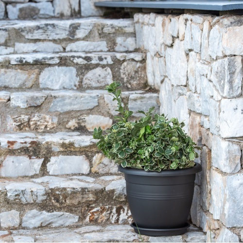 Viomes Terracotta Γλάστρα Πλαστική Γκρι Τιτανίου 32x32x26εκ.