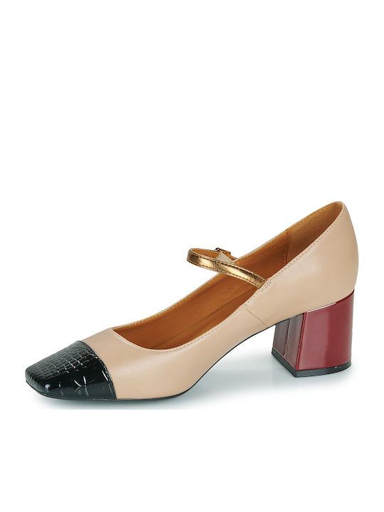 Spitze Zehe Pumps mit Riemchen Beige