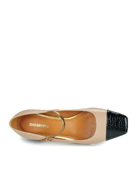 Spitze Zehe Pumps mit Riemchen Beige