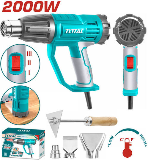 Total Πιστόλι Θερμού Αέρα 2000W με Ρύθμιση Θερμοκρασίας εως και 550°C