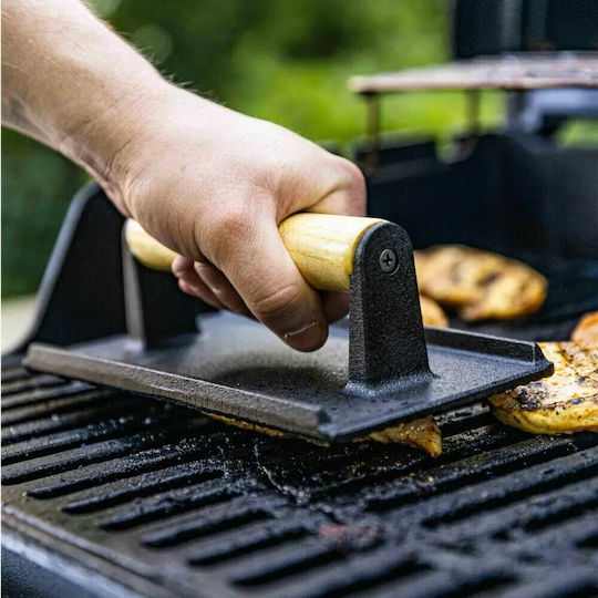 Cast Iron Meat Press Kinghoff Kh 1758 21x10.8 Cm Wooden Handle Black