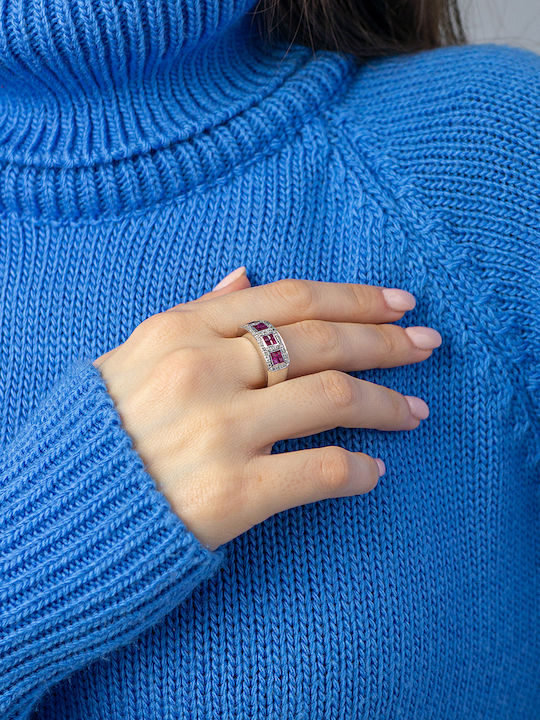 Kiriakos Gofas Ring with Diamond made of White gold 18K