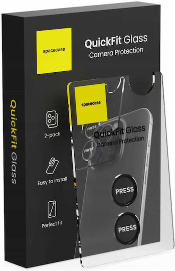 Spacecase Quickfit 2pcs Προστασία Κάμερας Tempered Glass Μαύρο για το iPhone 12, iPhone 12 mini, iPhone 11