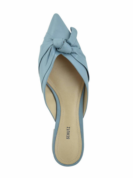 Flat Δερμάτινα Mules σε Μπλε Χρώμα