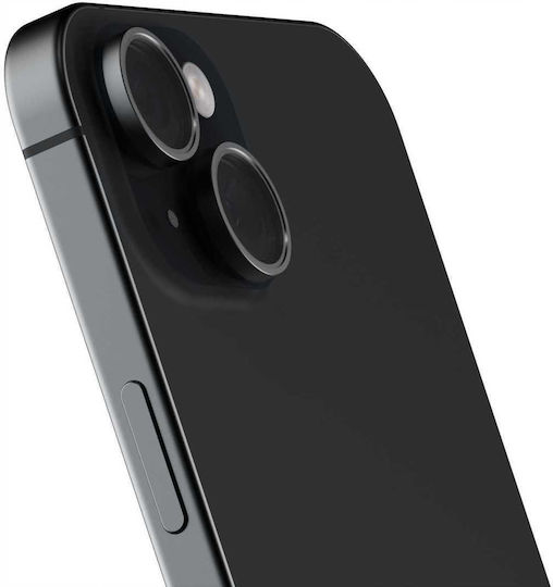 Spacecase Quickfit 2pcs Protecție Cameră Tempered Glass Black pentru iPhone 15, iPhone 15 Plus