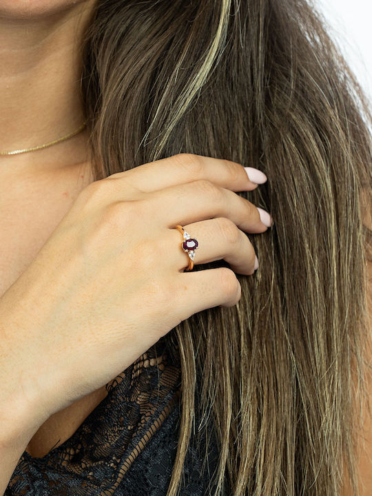 Kiriakos Gofas Ring with Diamond made of Rose Gold 18K
