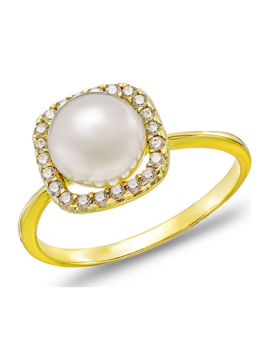 Kiriakos Gofas Set with Necklace & Ring from Gold 14K with Stones and Pearls
