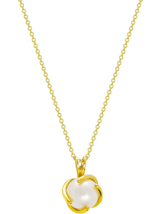 Kiriakos Gofas Set with Necklace & Earrings from Gold 14K with Stones and Pearls