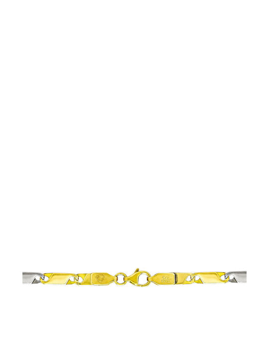 Kiriakos Gofas Two-tone Chain Neck made of Gold 9K Thin Thickness 3.8mm and Length 55cm