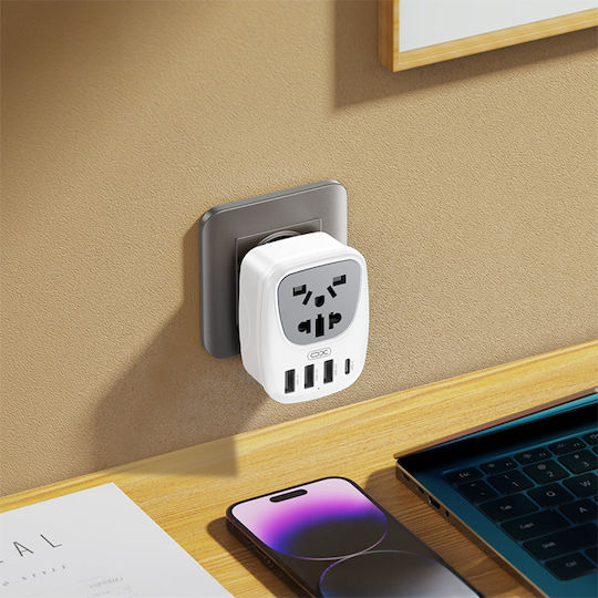 XO WL26 Адаптер за контакт от Universal в Universal с 3 USB порта