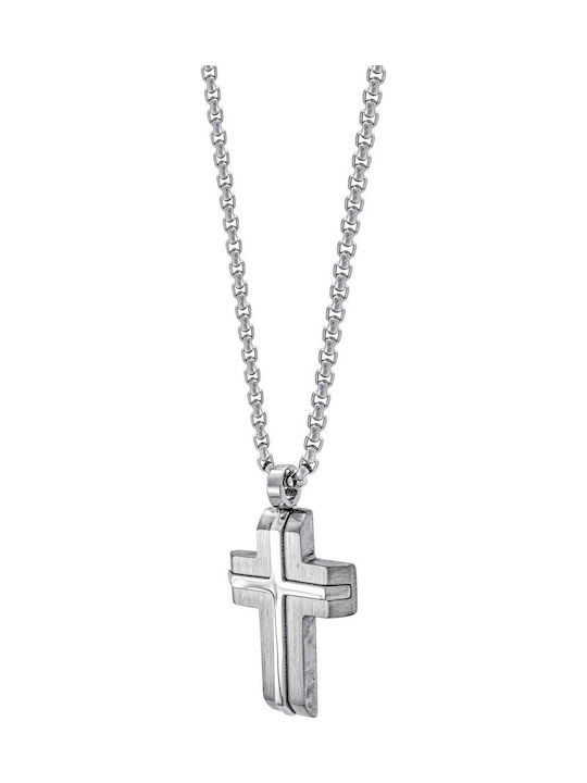 Kiriakos Gofas Herren Kreuz aus Stahl mit Kette