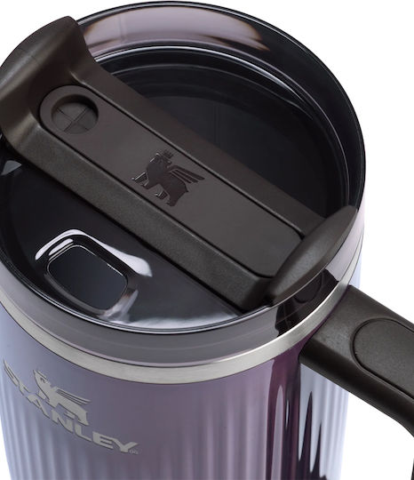 Stanley Quencher H2.0 Fluted Handled Tumbler Thermos Stainless Steel BPA Free 1.18lt Wisteria Shine with Straw and Handle