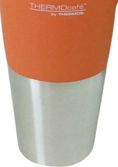 Thermos Thermocafe Rainbow Pahar Termos Oțel Inoxidabil 420ml Portocaliu cu Mâner