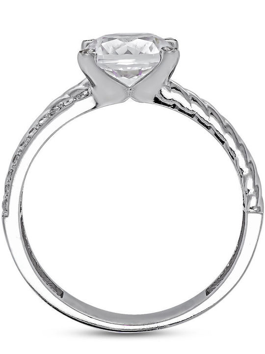 Kiriakos Gofas Einzelner Steinring aus Weißgold 14K Kiriakos Gofas Einzelner Steinring aus Weißgold 14K