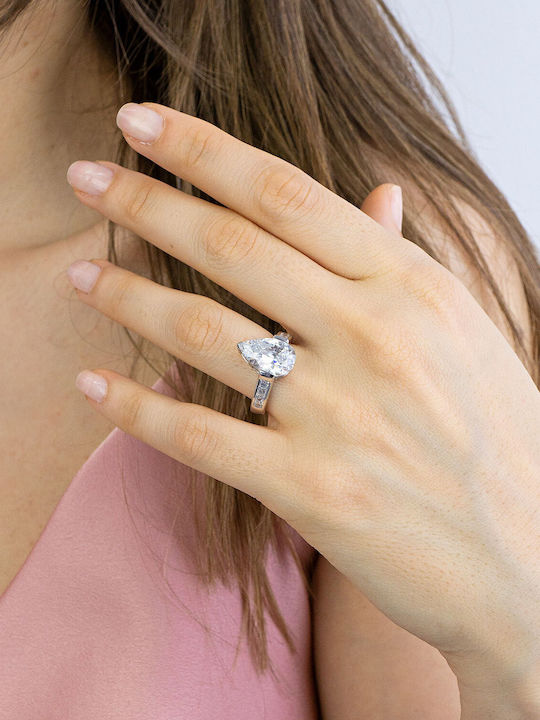 Kiriakos Gofas Single Stone Ring Made of 14K White Gold Kiriakos Gofas Single Stone Ring Made of 14K White Gold