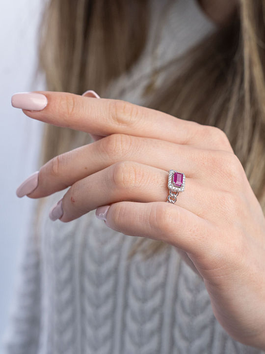 Kiriakos Gofas Ring with Diamond made of White gold 18K