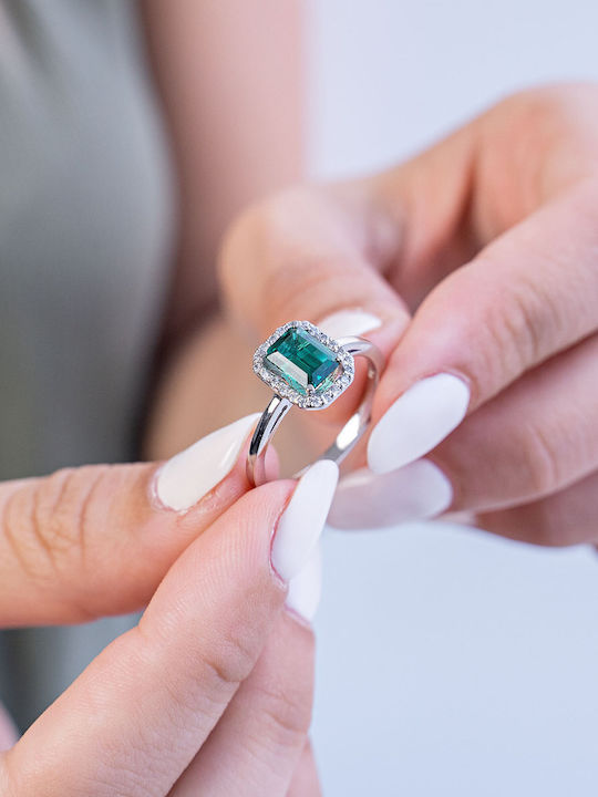 Kiriakos Gofas Ring with Diamond made of White gold 18K