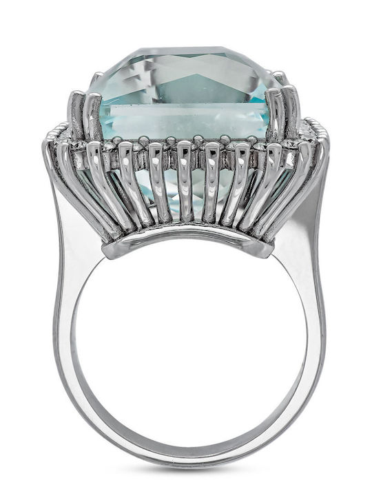 Kiriakos Gofas Ring with Diamond made of White gold 18K