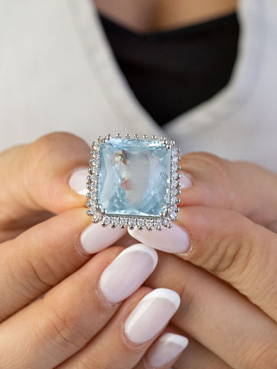 Kiriakos Gofas Ring with Diamond made of White gold 18K