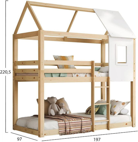 Kinderbett Koje Einzeln Beige für Matratze 90x190cm