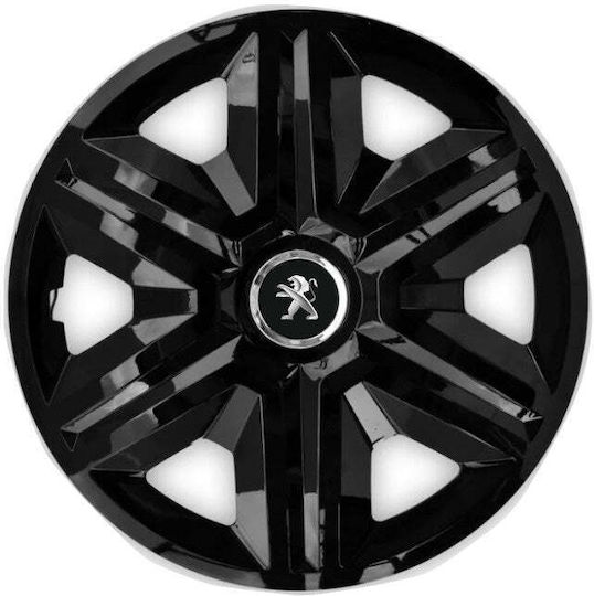 Set 4 Capace De Roți Auto Negre R15 Compatibile Cu Peugeot Range