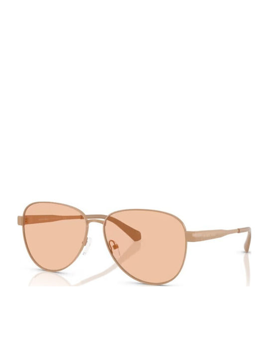 Michael Kors Biarritz Unisex Sonnenbrille mit Rose Gold Metall Gestell und Rosa Linse