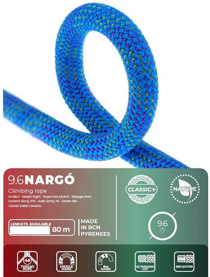 Fixe C000962080 Δυναμικό Σχοινί Ορειβασίας με Μήκος 80m Μπλε